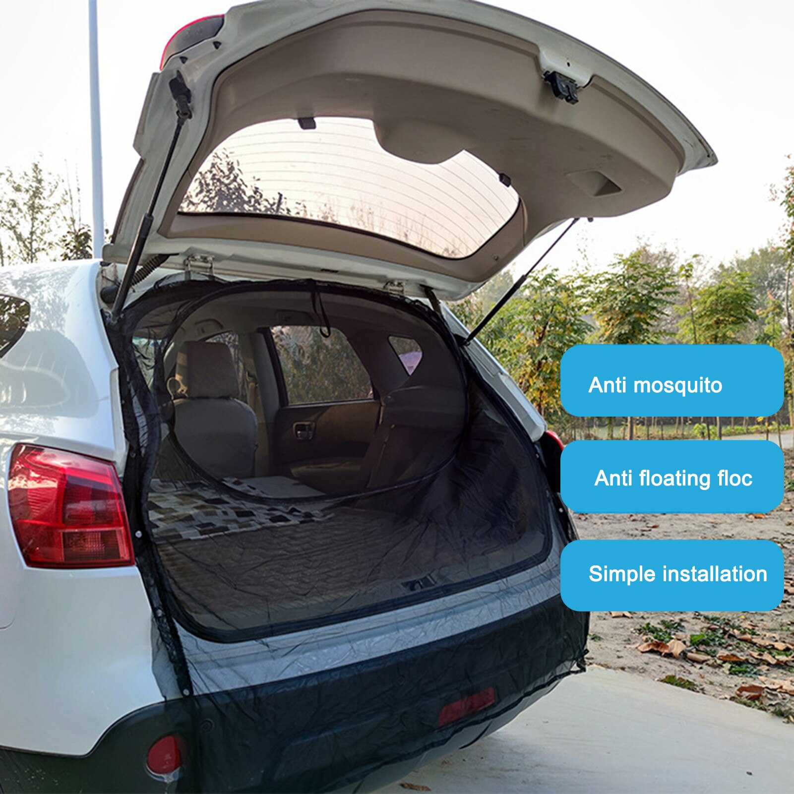 Cheap Goat Tents Fly Screen Magnetic For Vans Car Tailgate Net Anti Mosquitoes Rear Sunshade Screen Trunk Privacy Mesh For Self Driving Camping   